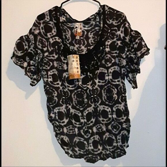 NWT da nang black silk blouse xs - Picture 4 of 13